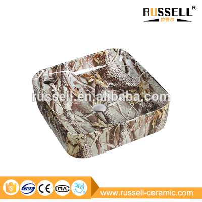 Low price art decorative vein marble color wash basin price in india